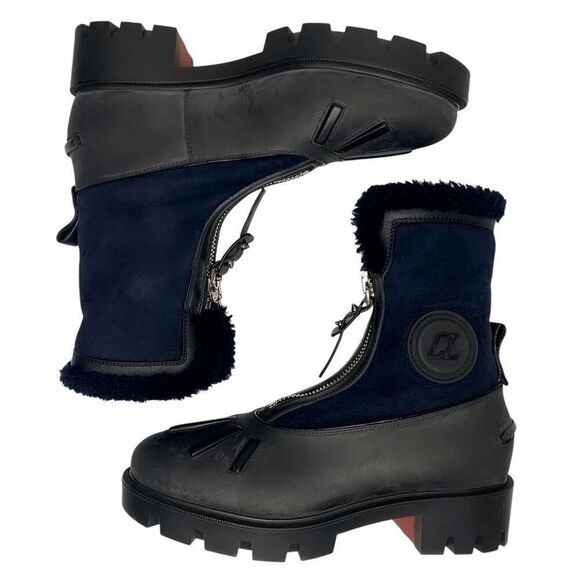 Christian Louboutin Kid Calfskin Suede Rubber Shearling Glory Duck Boot EU 37 - Picture 6 of 12